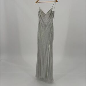 Jovani Solid Net Gown in Multicolor